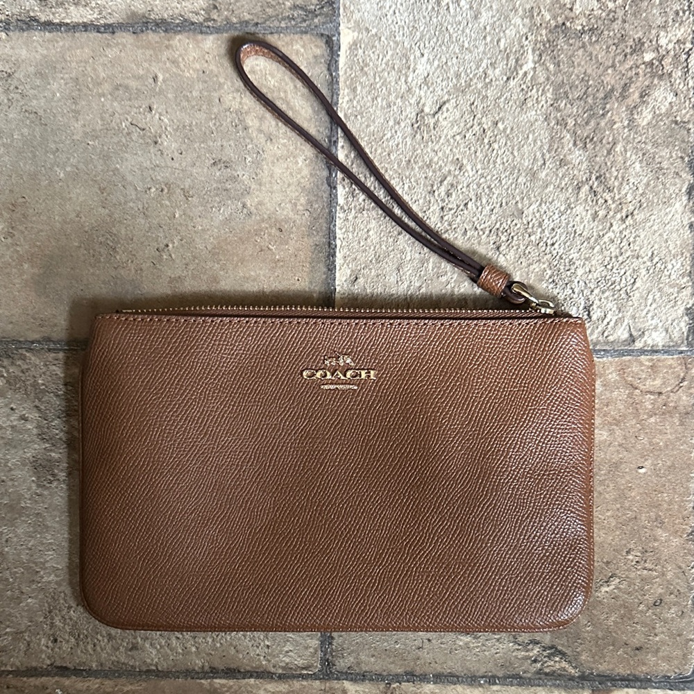 Coach Tan Leather Wristlet